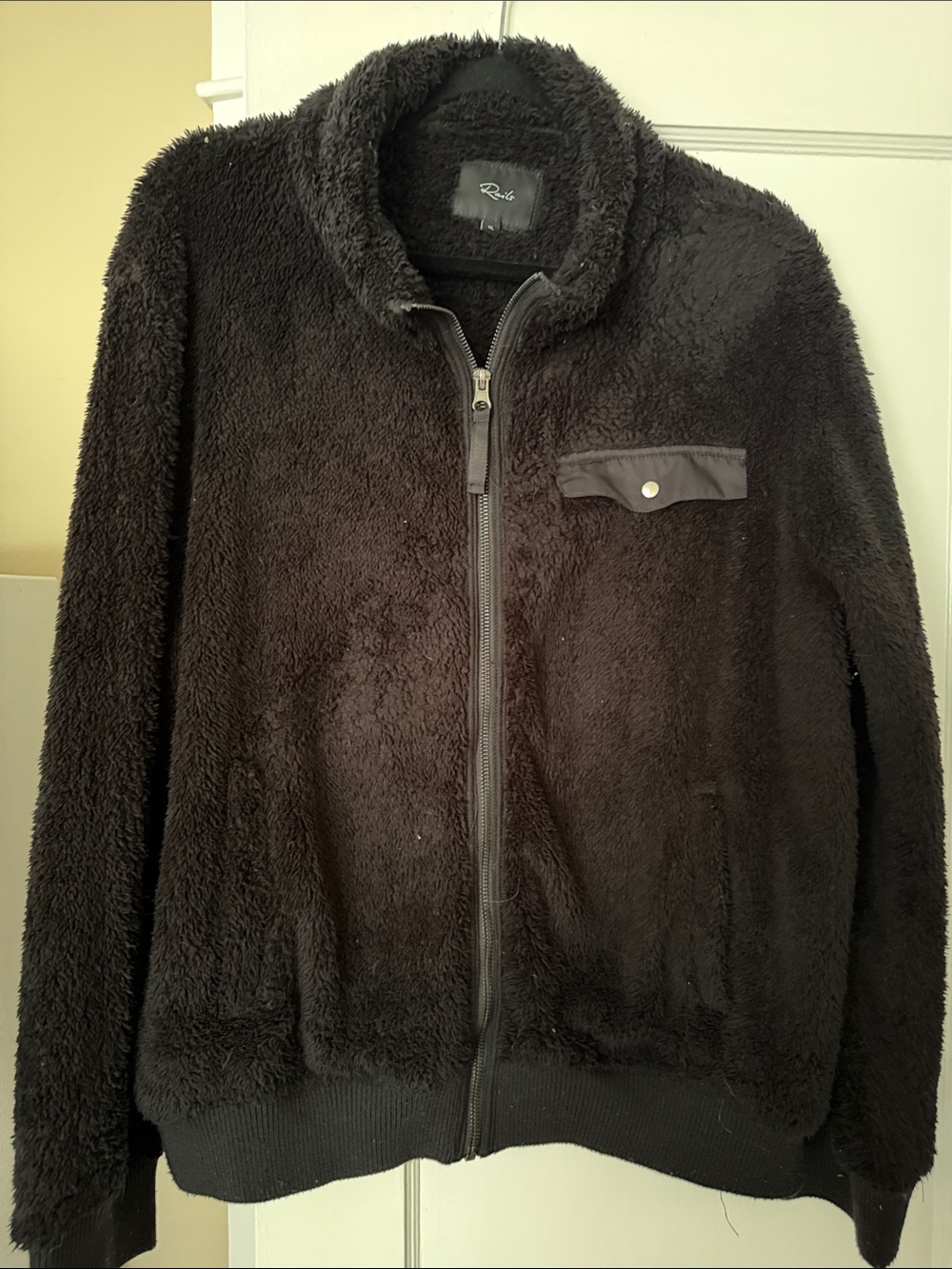 Rails Black Plush Zip-Up Teddy Jacket